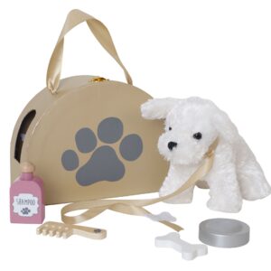 Soft teddy puppy. With a cardboard case to store all products in