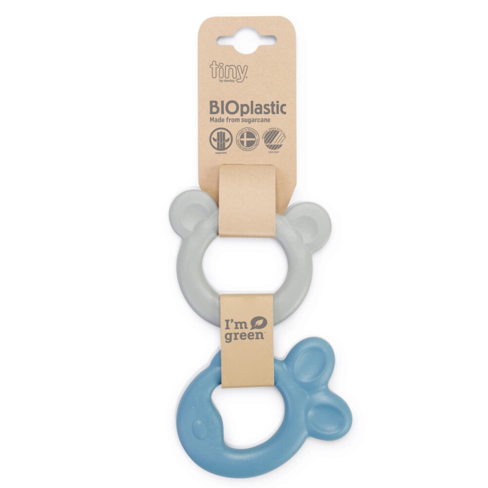 Tiny Bio Teether Ring Blue & Grey