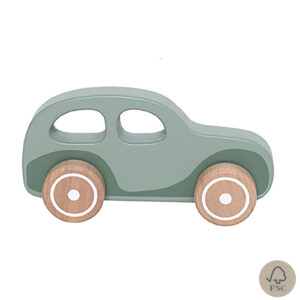 Push along green toy wooden car